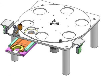 MLP 339 – SOUS-SYSTEME MECANIQUE - DEPILEUR DE BOUCHONS - Ensemble reposant sur 4 colonnes, identique à celui de la machine réf MLP335